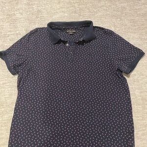 Michael Kors Dark Blue Polo with Red Pattern